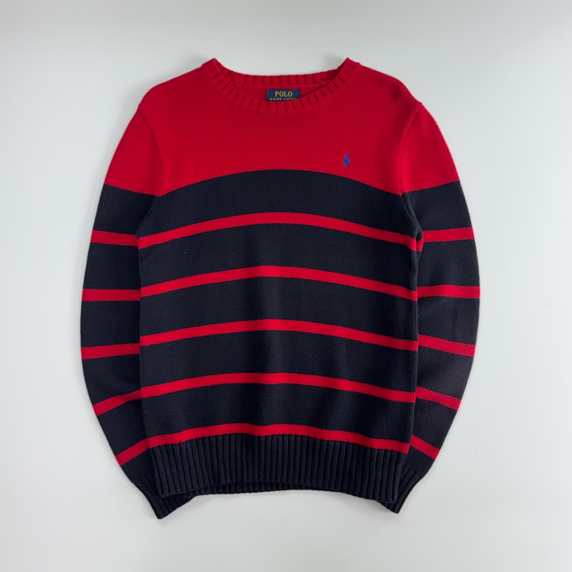Polo 폴로 블루 포니 레드 네이비 단가라 니트 상품이미지3