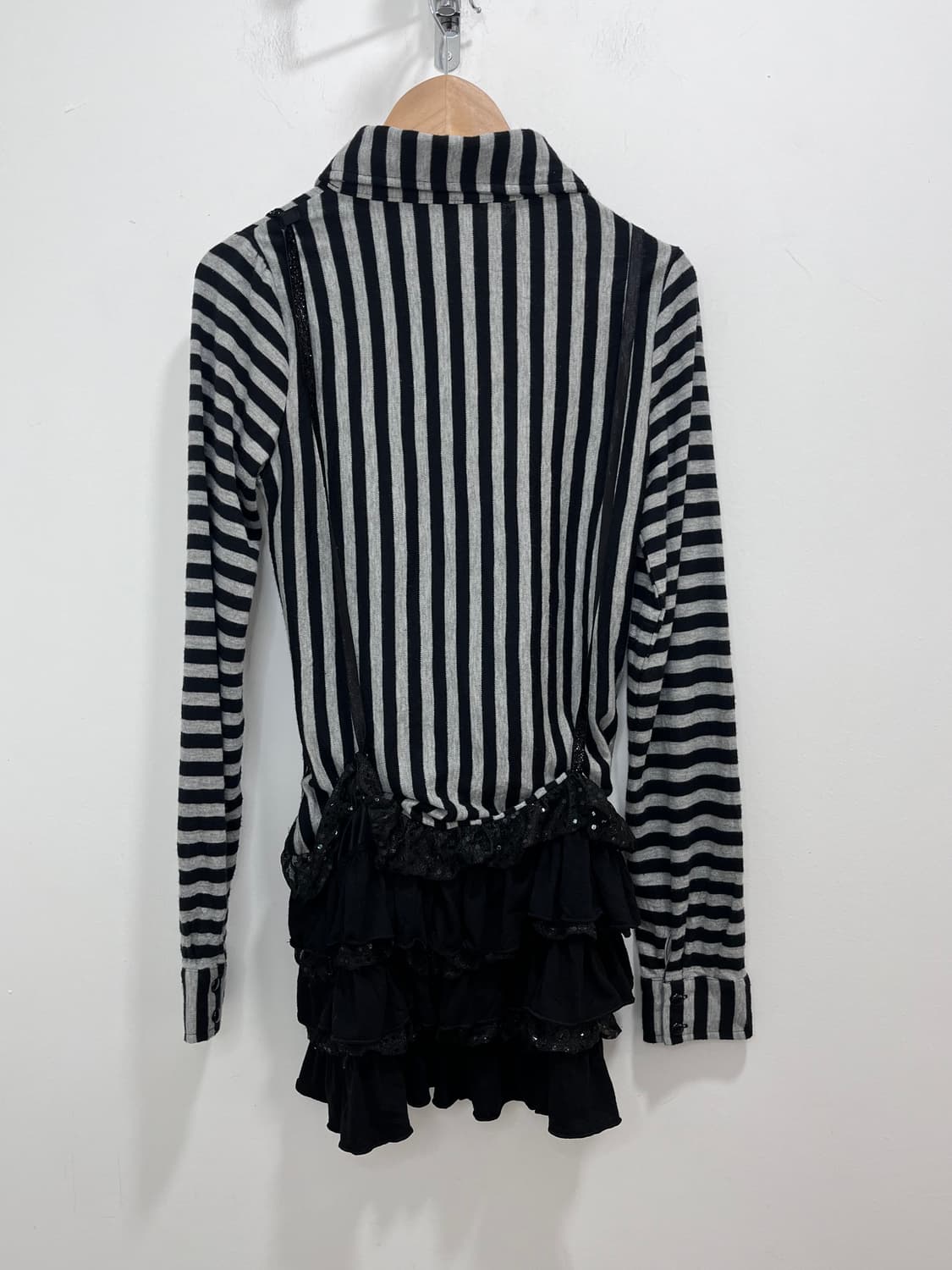 FAZBEE 갸루 로리타 스트라이프 프릴 레이어드 티셔츠 상품이미지5