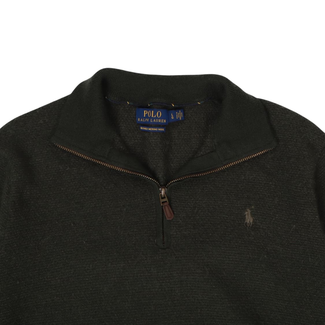 폴로 랄프로렌 카키 워셔블 메리노울 하프집업 니트 상품이미지2