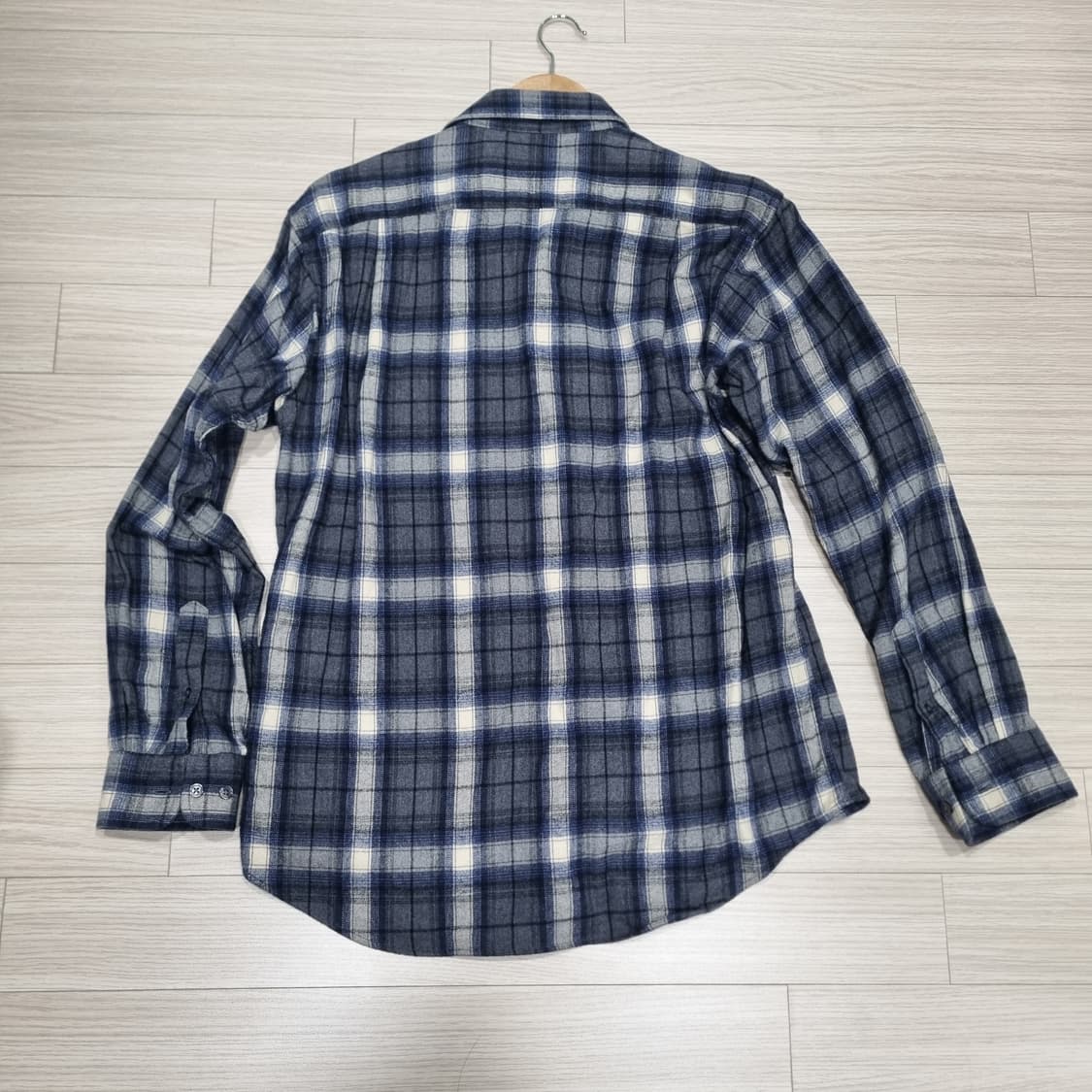 MUJI 무인양품 플란넬 체크셔츠 블루 L사이즈 상품이미지7