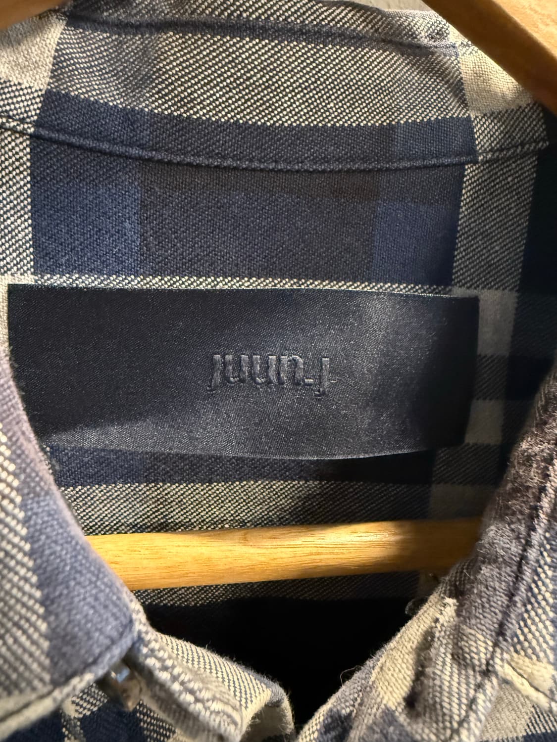 48 준지 JUUN.J 체크 스트링 블루종 셔츠 네이비 상품이미지6