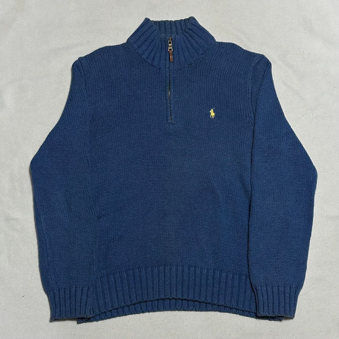 M 폴로랄프로렌 옐로우 포니 코튼 반집업 니트 상품이미지2