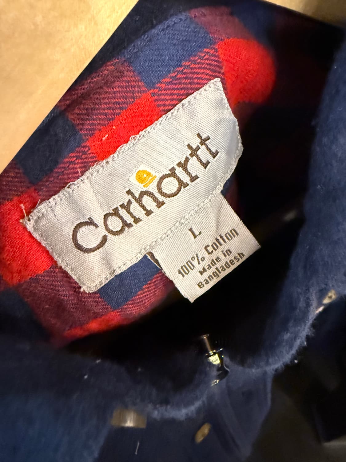 칼하트 네이비 리메이크 크롭 셔츠 자켓 상품이미지2