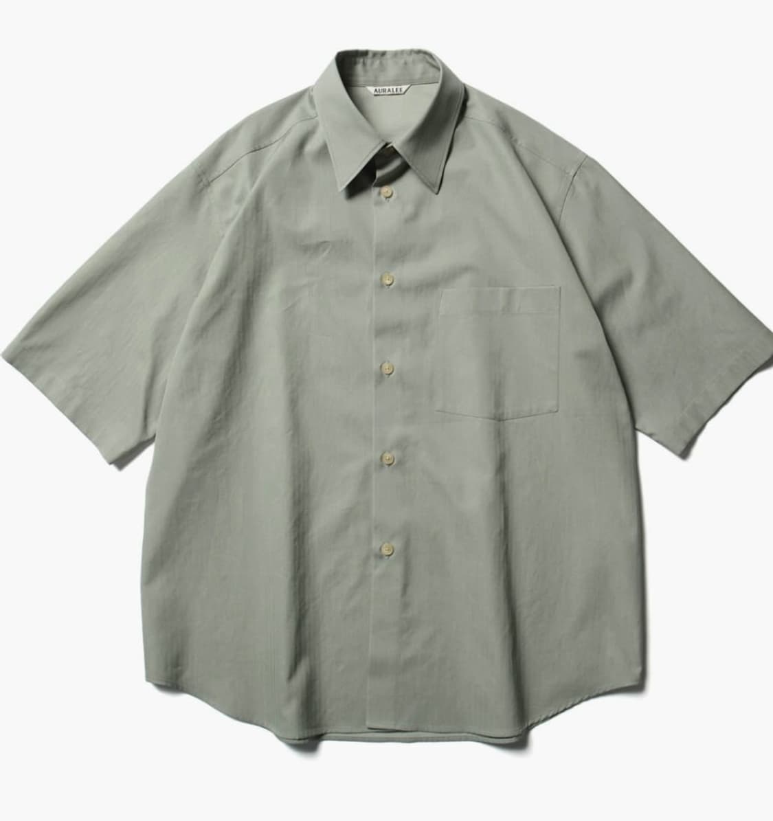 오라리 22SS 워시드 핀스 헤링본 하프 슬리브 셔츠 그린 샴브레이 상품이미지1