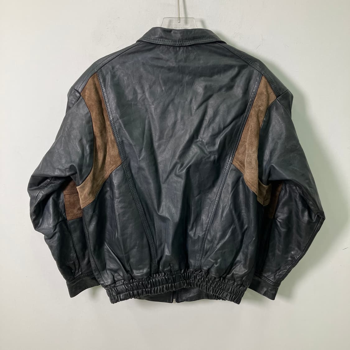 VTG 빈티지 가죽 스웨이드 배색 봄버 자켓 상품이미지2