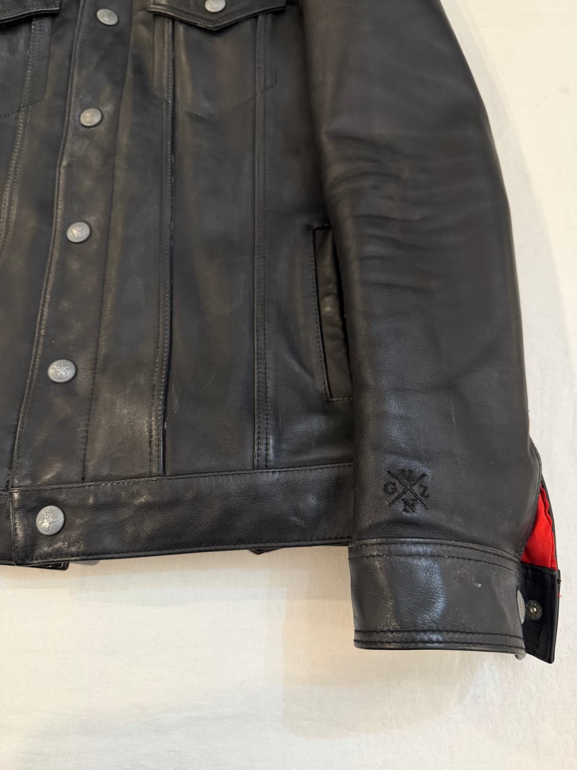 누드본즈 머스탱 트러커 카우레더 가죽자켓 블랙 상품이미지2