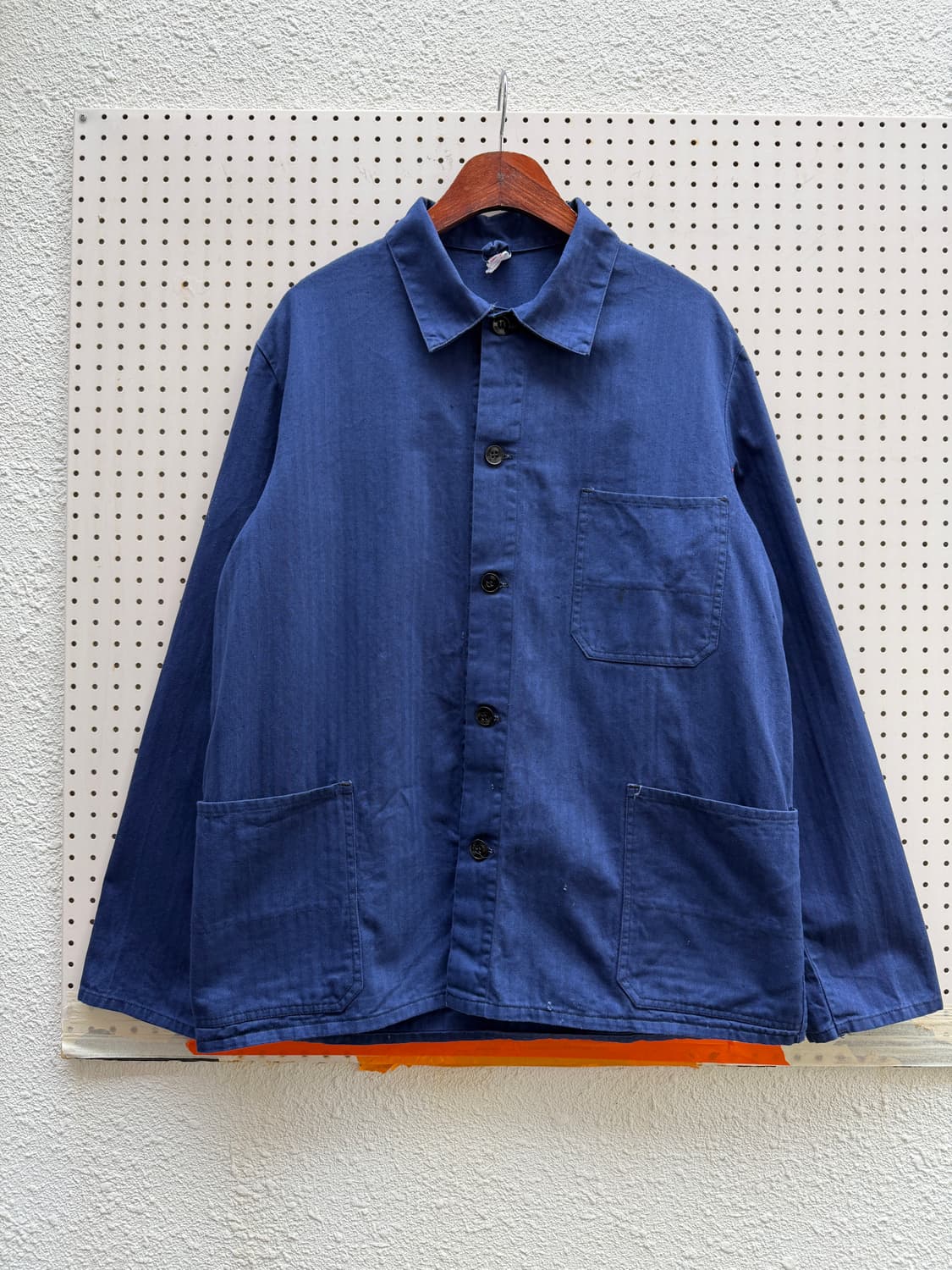 WASHED BLUE HBT OLD VINTAGE 헤링본 프렌치워크자켓 상품이미지1