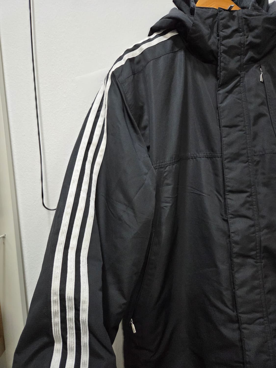 아디다스 삼선 후드 겨울용 바람막이 블랙 100 상품이미지2