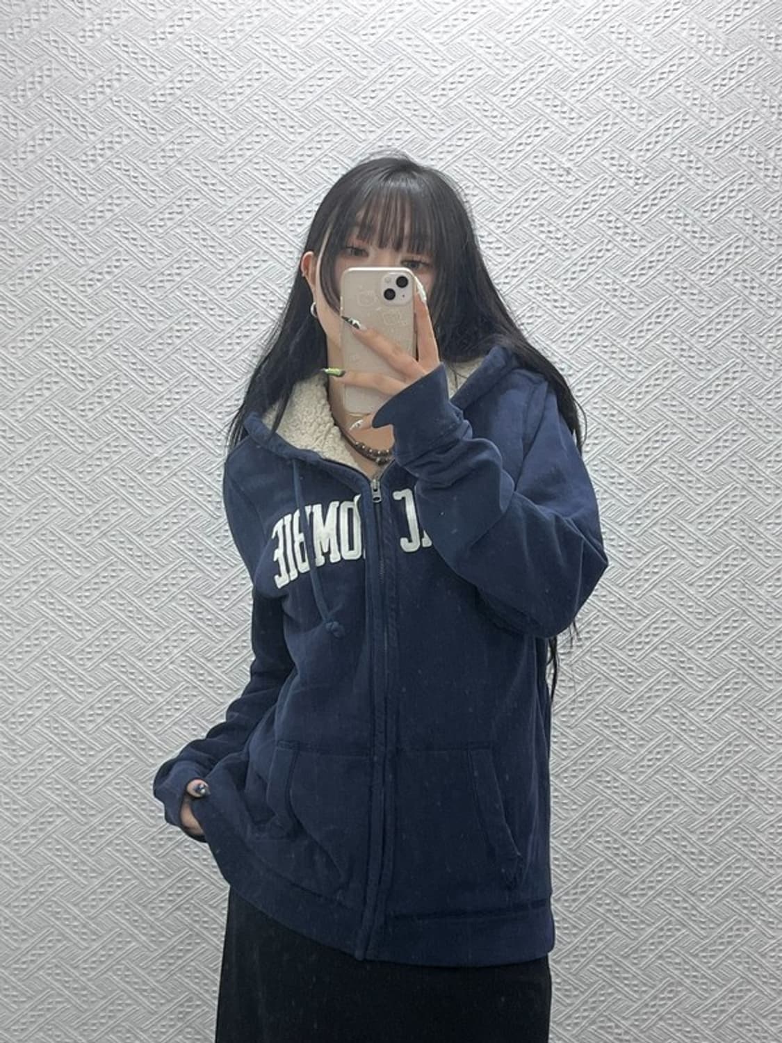 아베크롬비 캐주얼 레트로 스펠로고 양털 후드집업 L C08774 상품이미지1