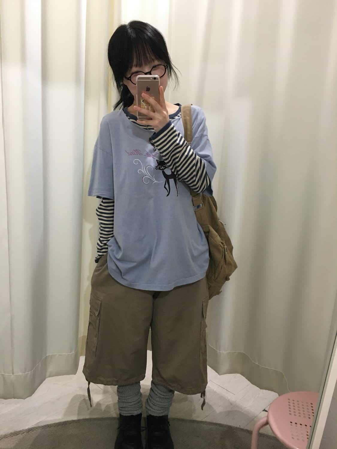 모리 하구미 네코 상의 레이어드 긴팔 세트  상품이미지1