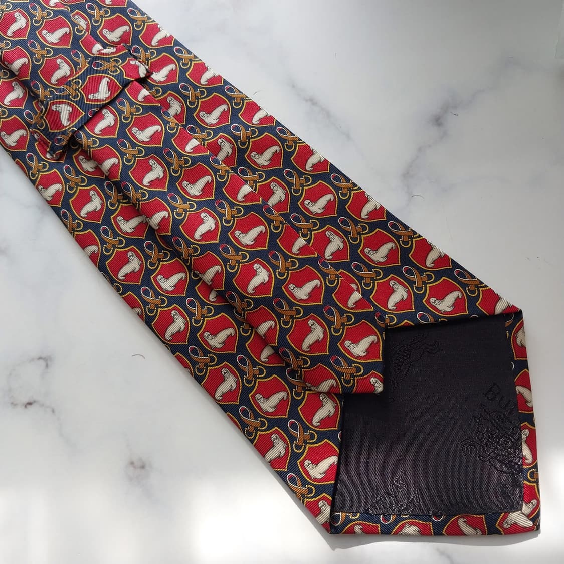 버버리 실크 레드&네이비 패턴 넥타이 9.9cm A+~A등급 K1299
 상품이미지7