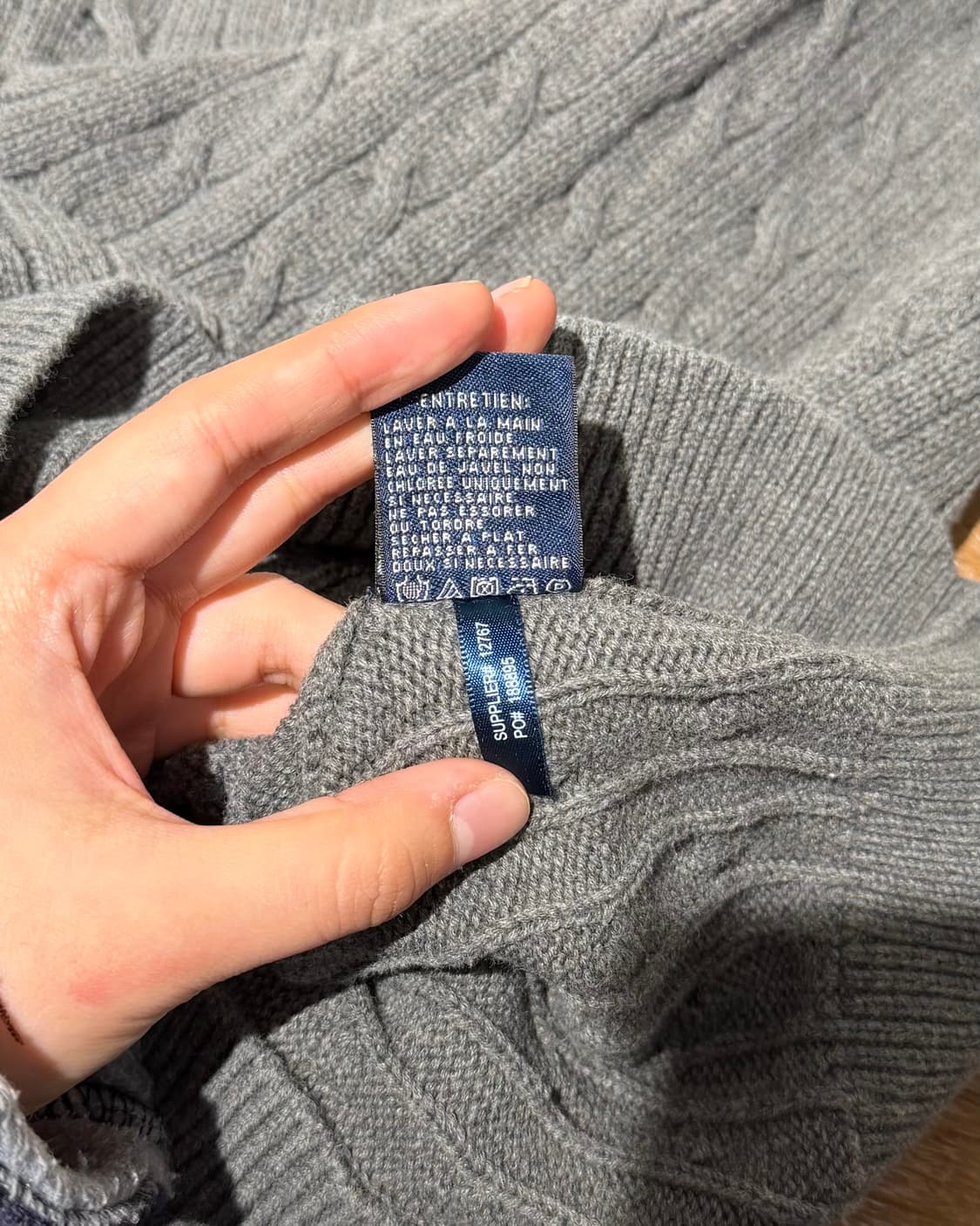 폴로 랄프로렌 스포츠 그레이 코튼 케이블 하이넥 반팔 니트 상품이미지9