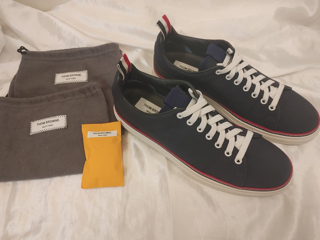 톰브라운 코튼 캔버스 네이비 스니커즈 상품이미지1