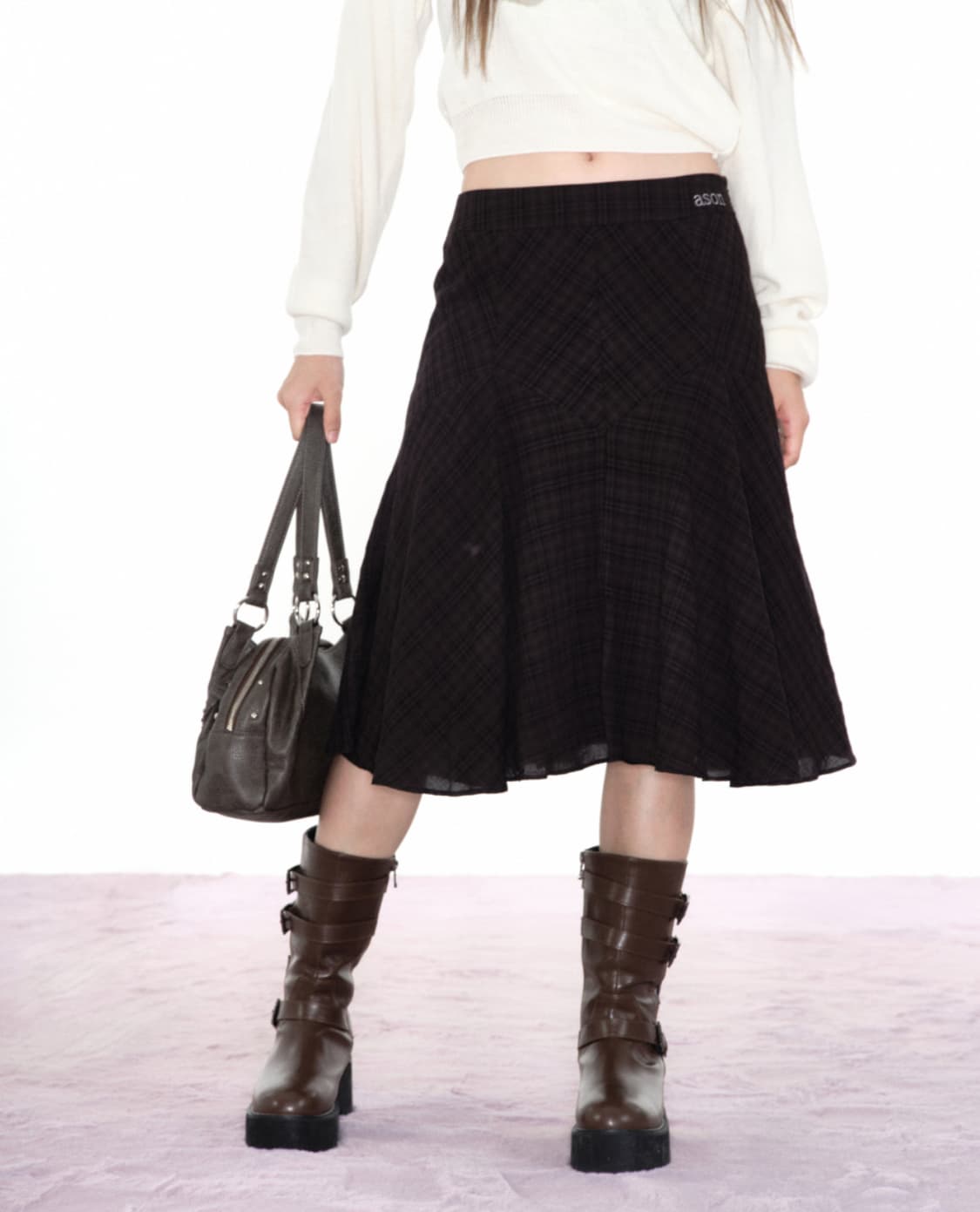 애즈온 런던 체크 미디스커트 상품이미지3