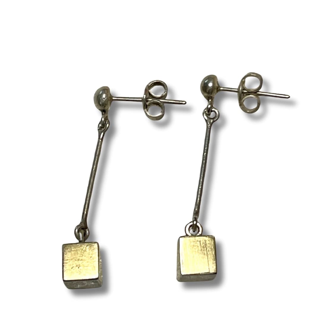 CUBE Drop Earrings 925 Silver & Gold 상품이미지3