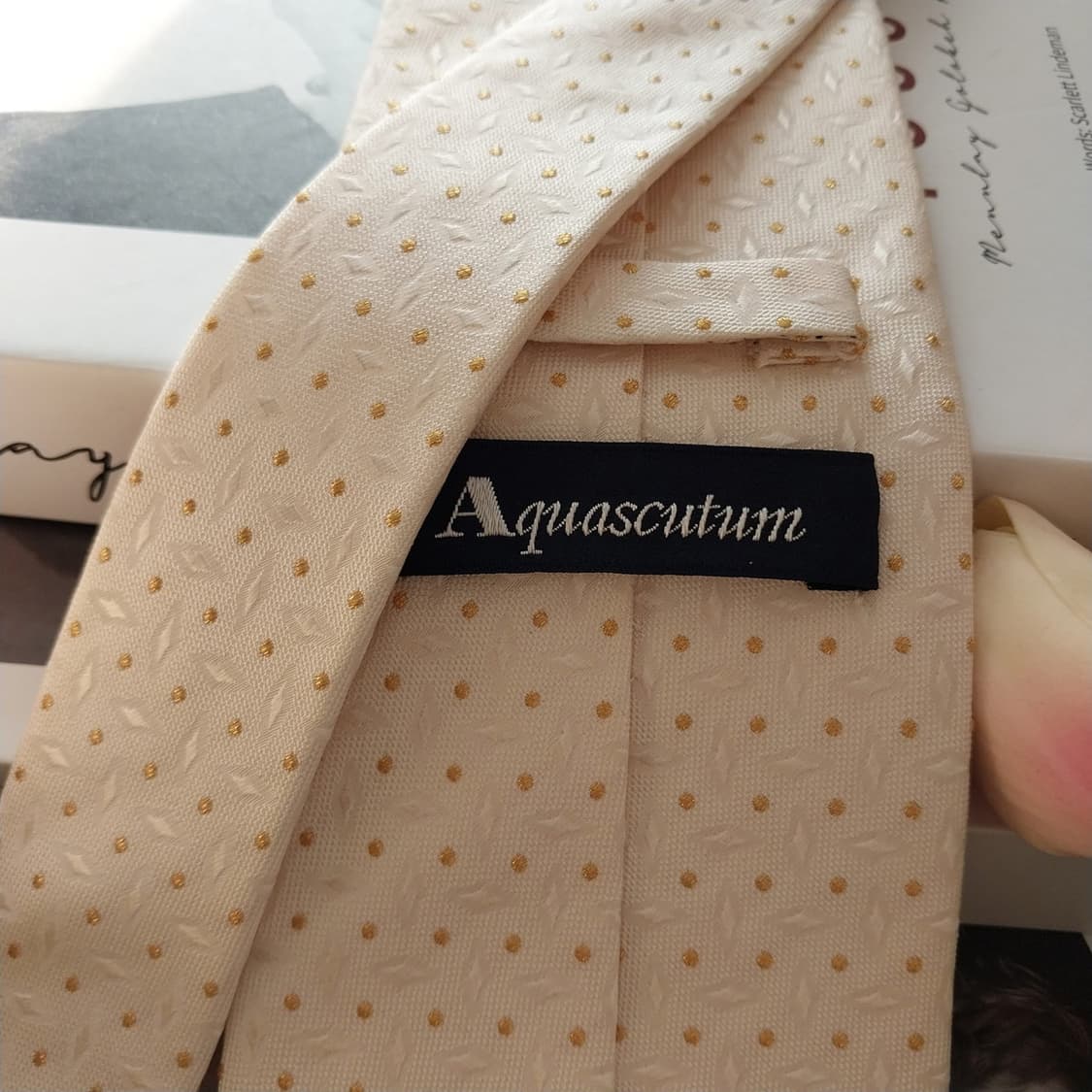 아쿠아스큐텀 실크 자수 로고 넥타이 9.5cm A+등급 K1319
 상품이미지6