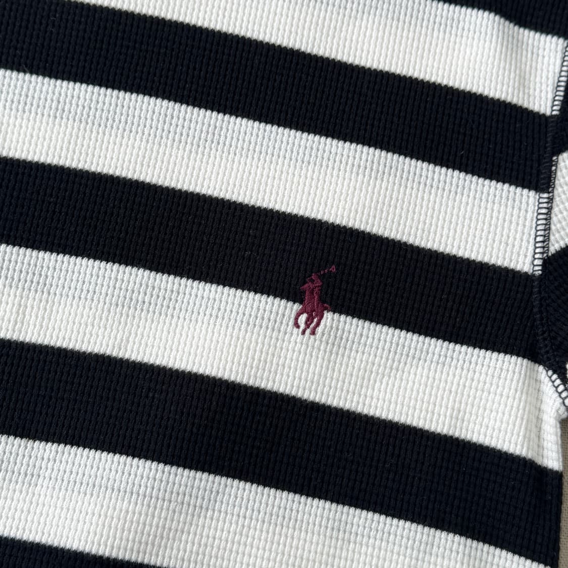 폴로랄프로렌 검흰 스트라이프 와플 슬리브 M 상품이미지5