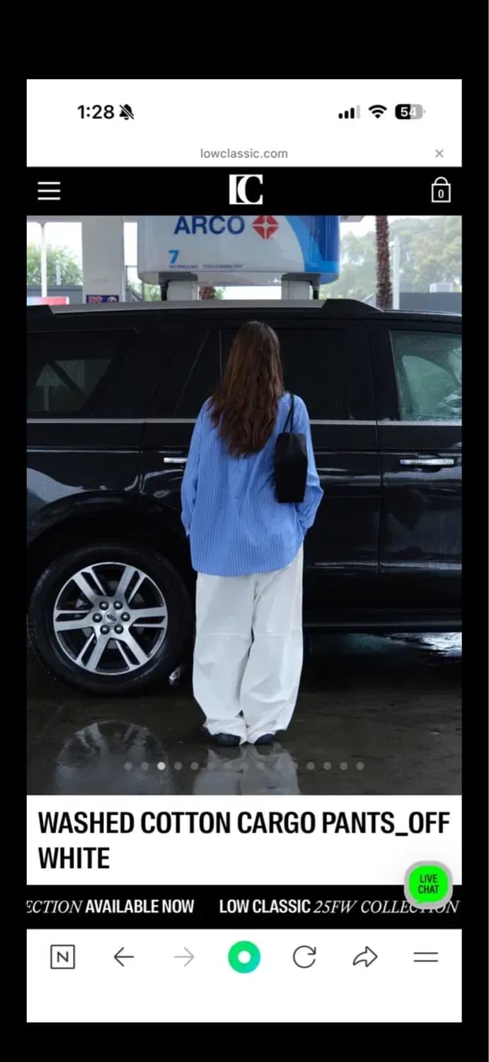 로우클래식 워시드 카고팬츠 화이트 m 상품이미지3