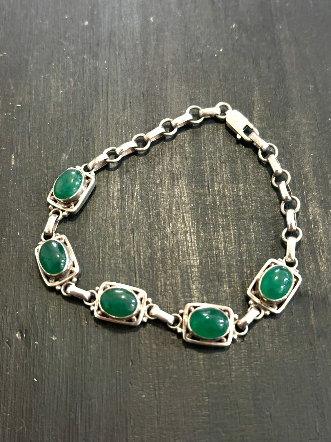 Vintage Green Quartz 925Silver Bracelet 상품이미지1