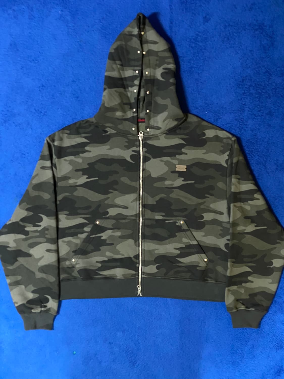 KEEMHII 카모 후드 y2k 집업 트레이닝 팬츠 세트 Free 상품이미지2