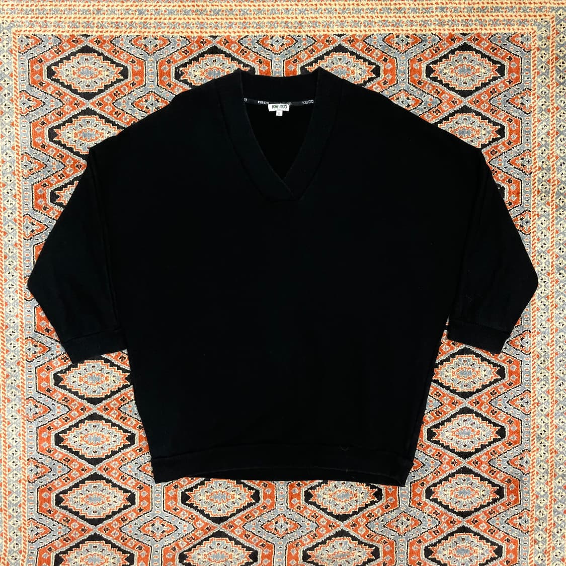 겐조 백프린팅 블랙 기모 가오리핏 브이넥 맨투맨 남성L 상품이미지2