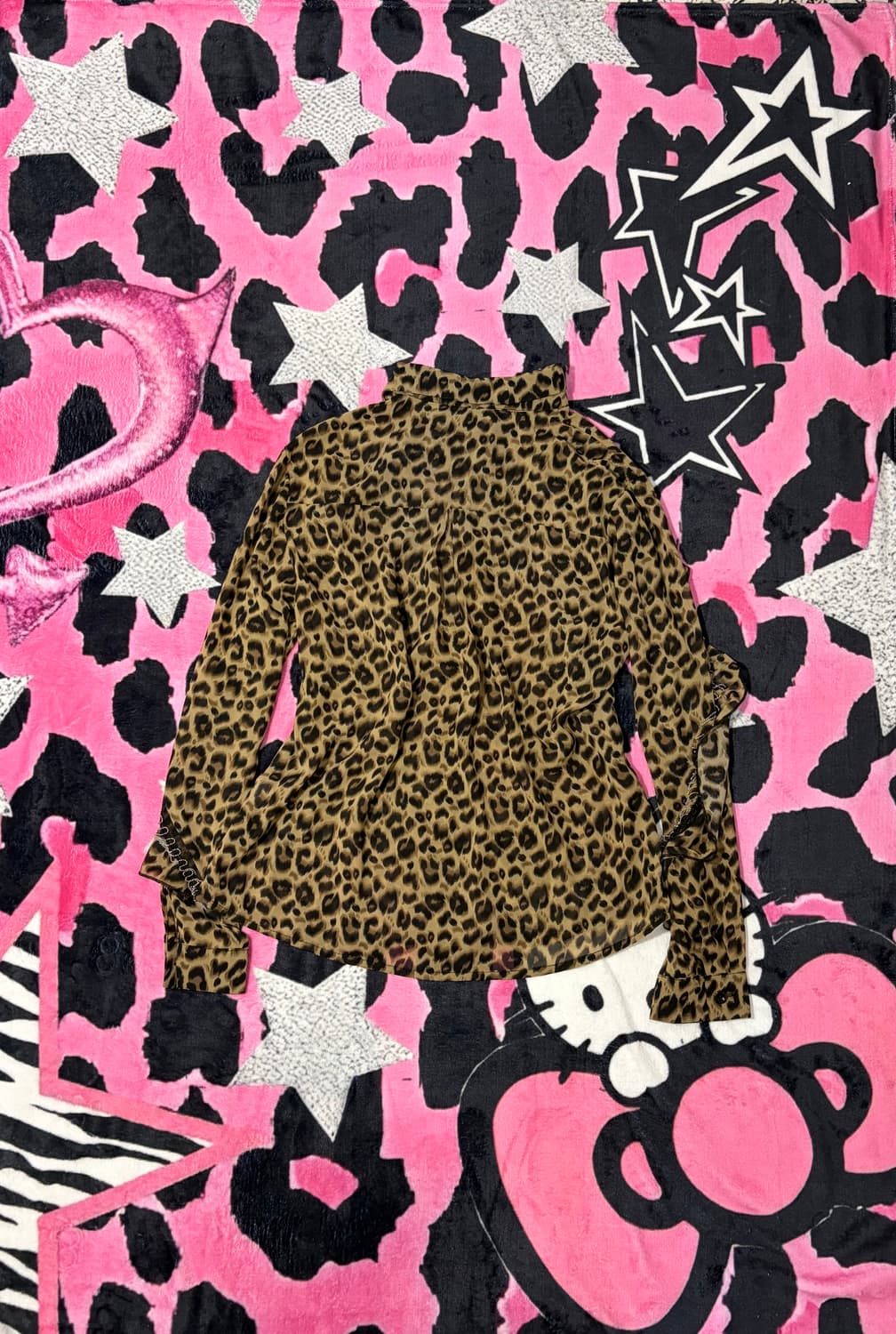 Leopard See-through chain trim shirt  상품이미지2