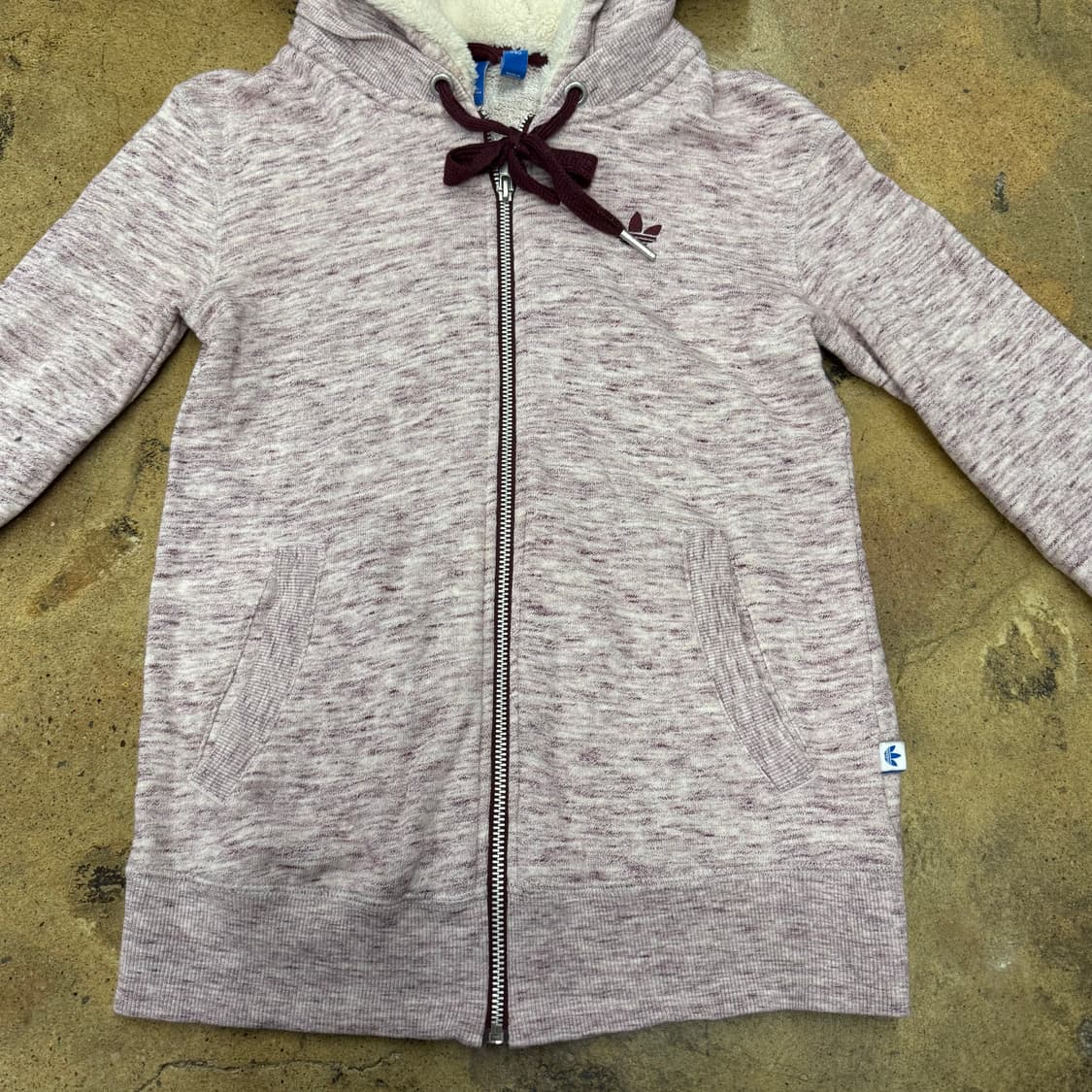 아디다스 연보라 퍼플 양털 백로고 빅로고 후드집업 90 상품이미지3