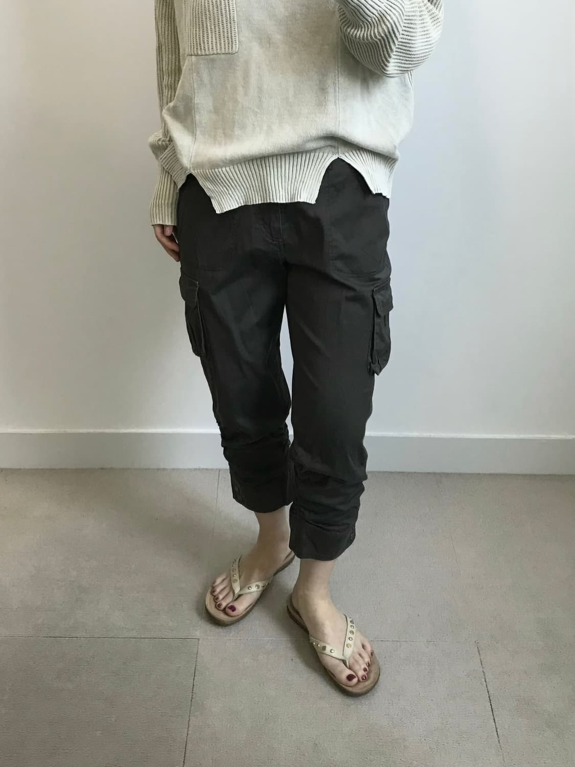 빈티지 셔링 카고 7부 팬츠 상품이미지1