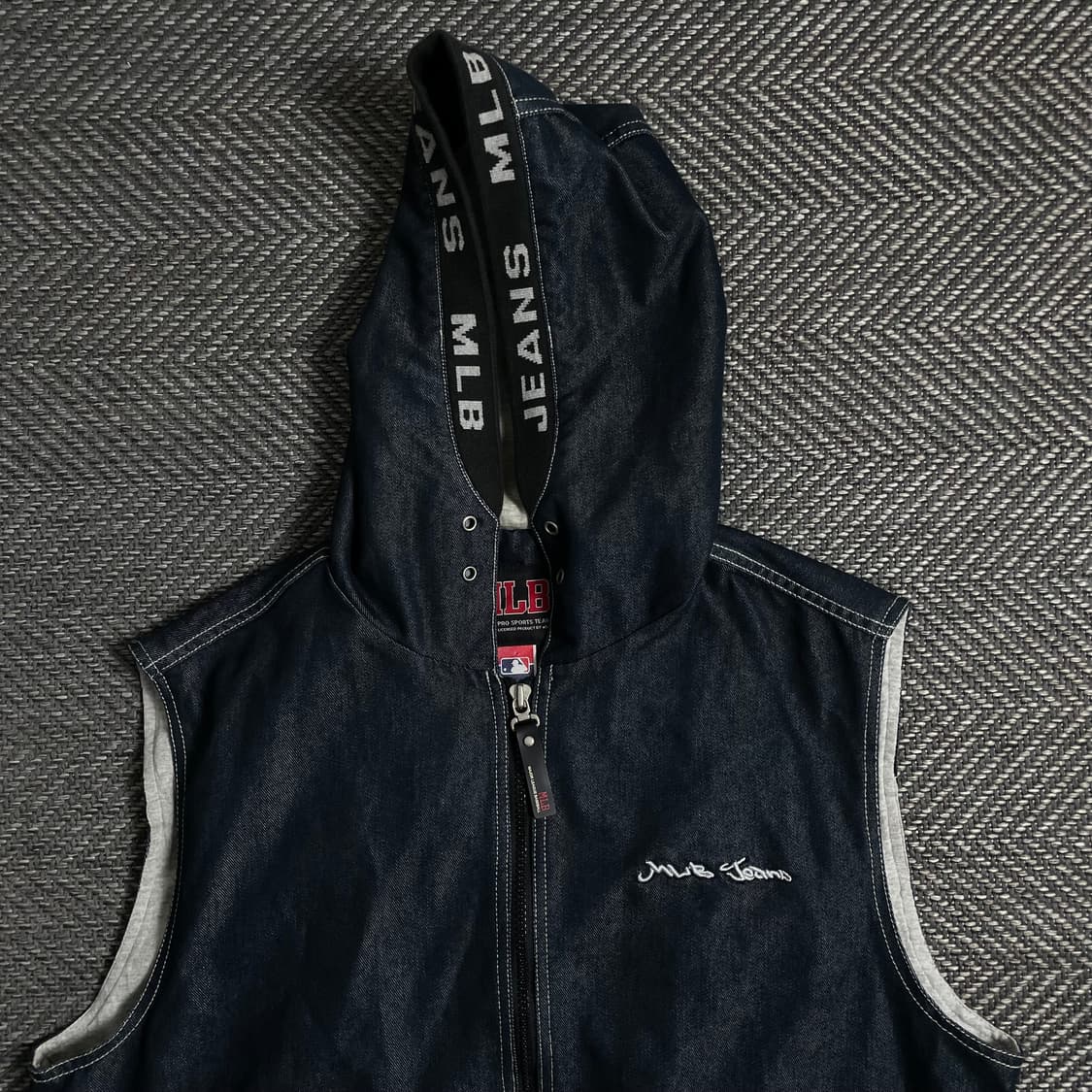 OOs MLB USA 자수로고 데님 후드 베스트 y 5051 상품이미지6