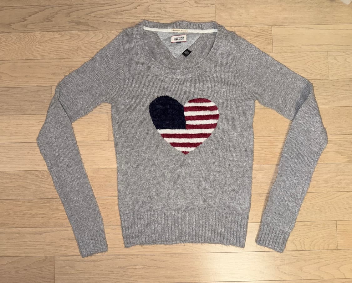 타마힐피거 데님 여성 성조기 니트 (그레이) S 상품이미지1