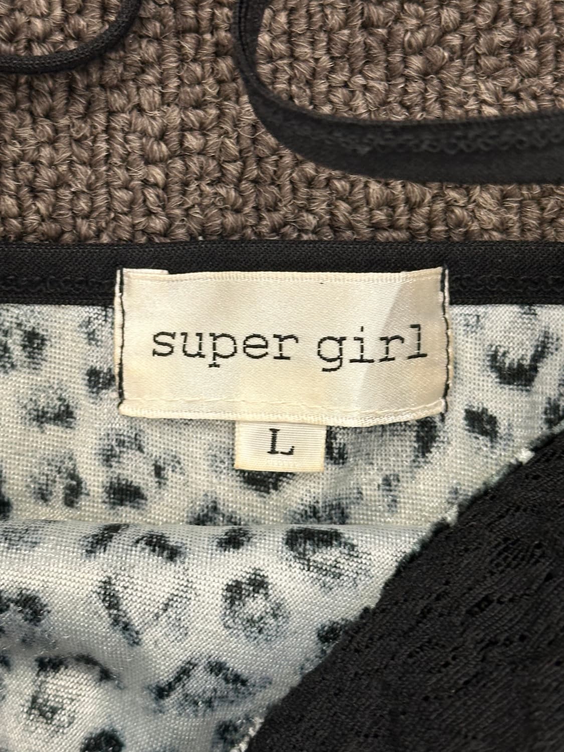 L)Japanese vintage 여성 스웨이드 레오파드 레이스 나시 상품이미지3