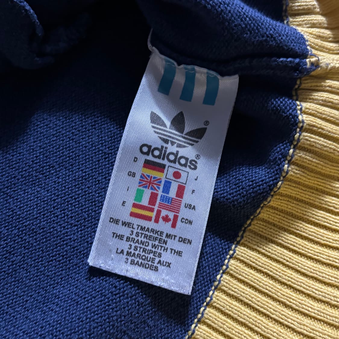 아디다스 올드스쿨 네이비 옐로우 남노 니트집업 니트져지 상품이미지5
