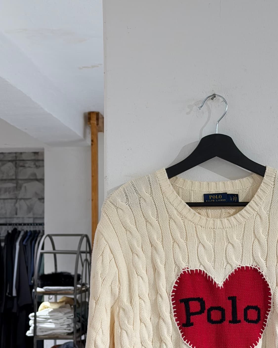 폴로 랄프로렌 아이보리 하트 케이블 니트 스웨터 상품이미지2