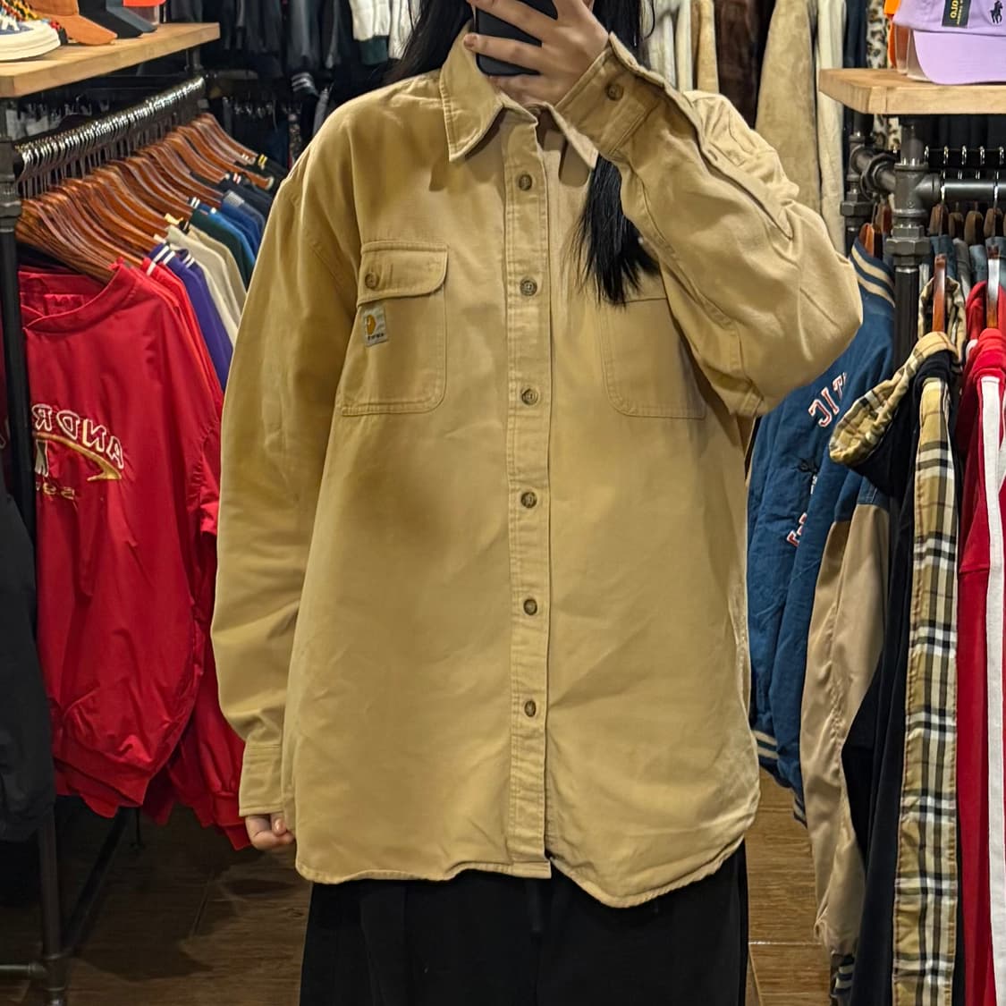 [HI] Carhartt 칼하트 투포켓 긴팔셔츠 베이지 상품이미지1