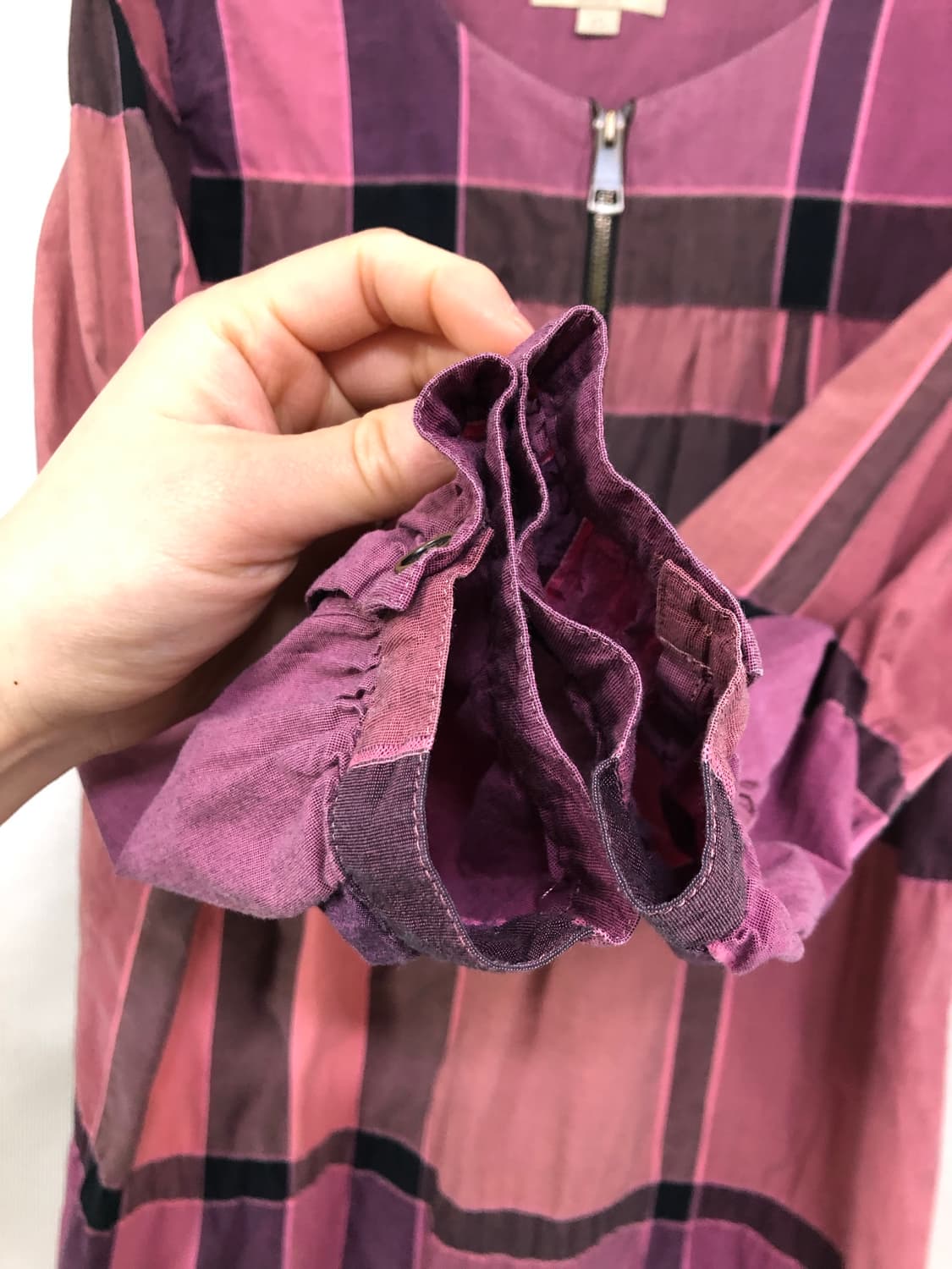 여성 버버리 브릿 라운드넥 9부소매 코튼혼방 체크 튜닉 블라우스 _ 핑크 상품이미지5