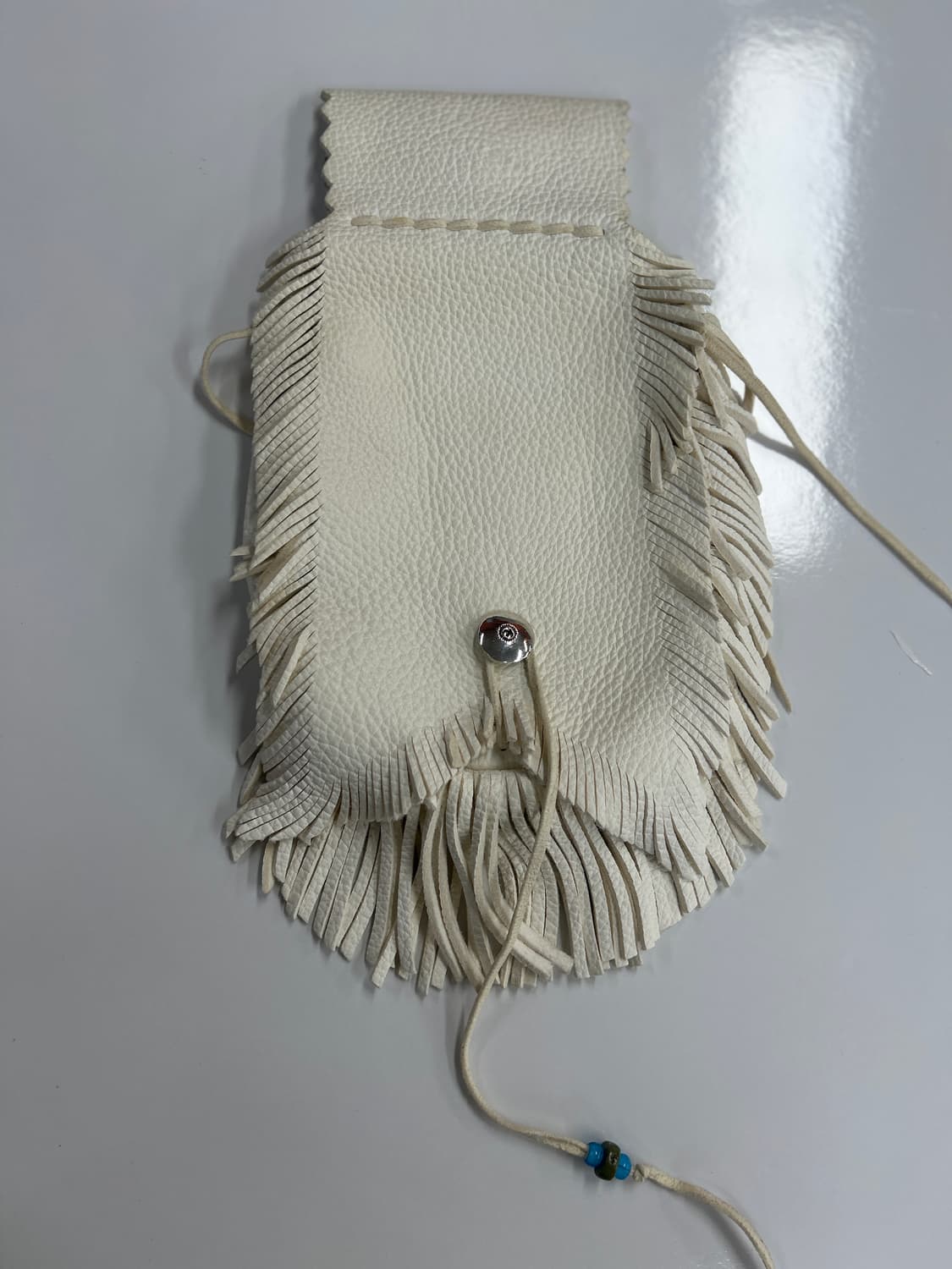 GOROS 올드고로스 디어스킨 프린지 화이트 콘초 메디슨백 상품이미지7