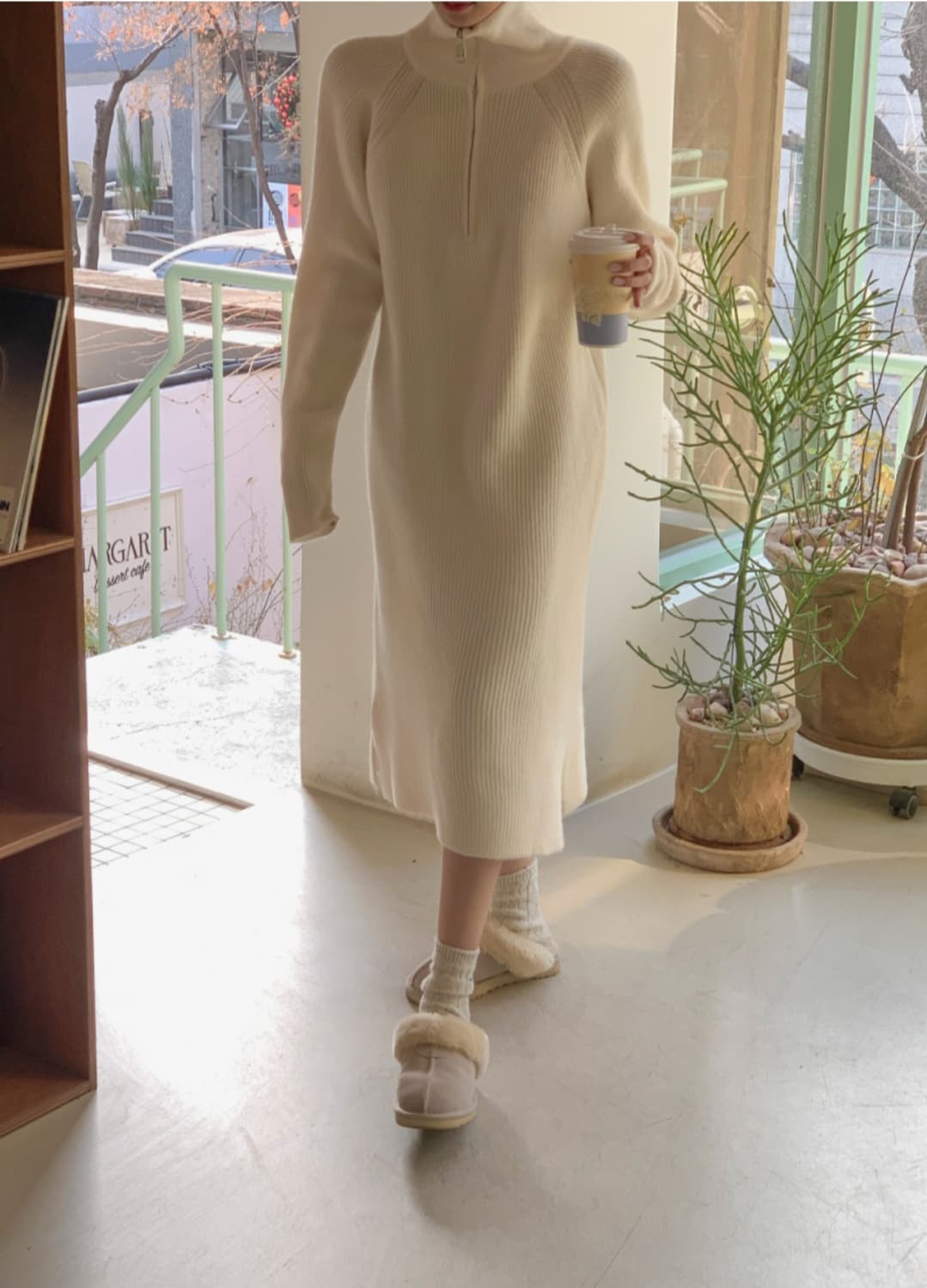 시벨 반집업 니트 롱 원피스 상품이미지5