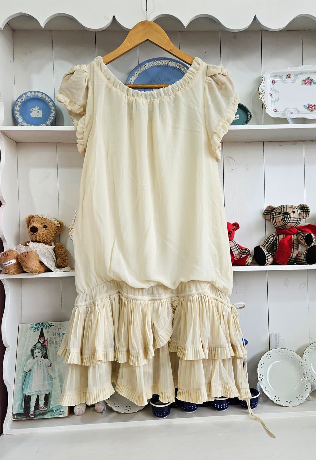 크림 프릴 쉬폰 원피스 상품이미지5