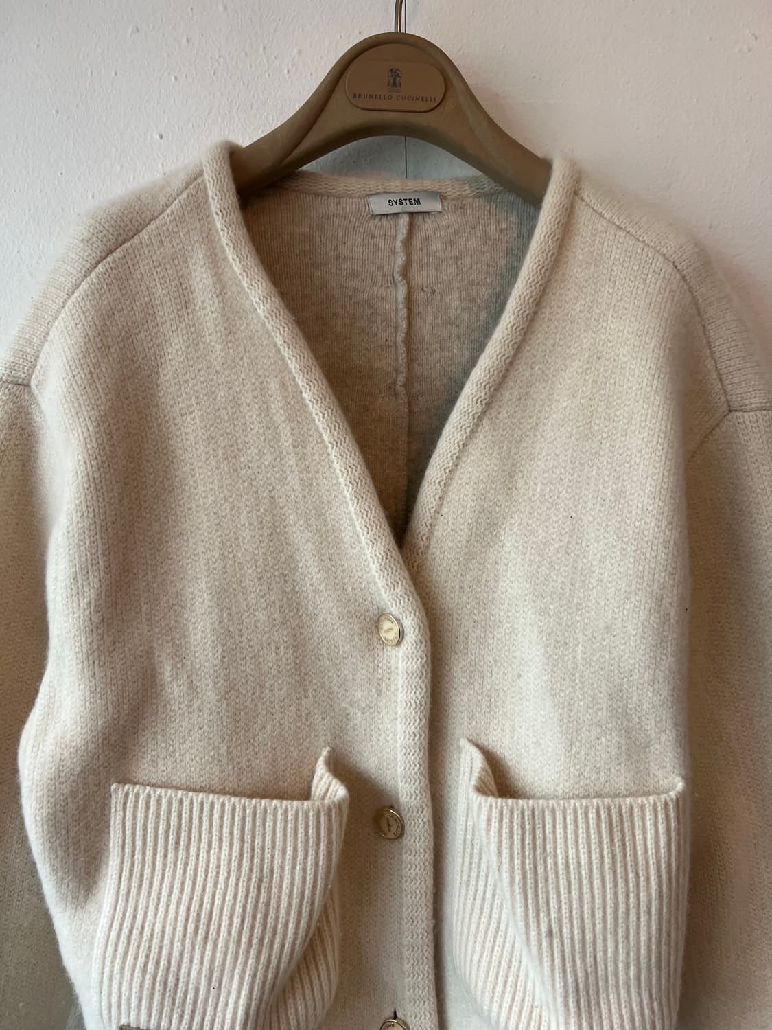 시스템 여성 아이보리 울가디건 브이넥가디건 상품이미지1