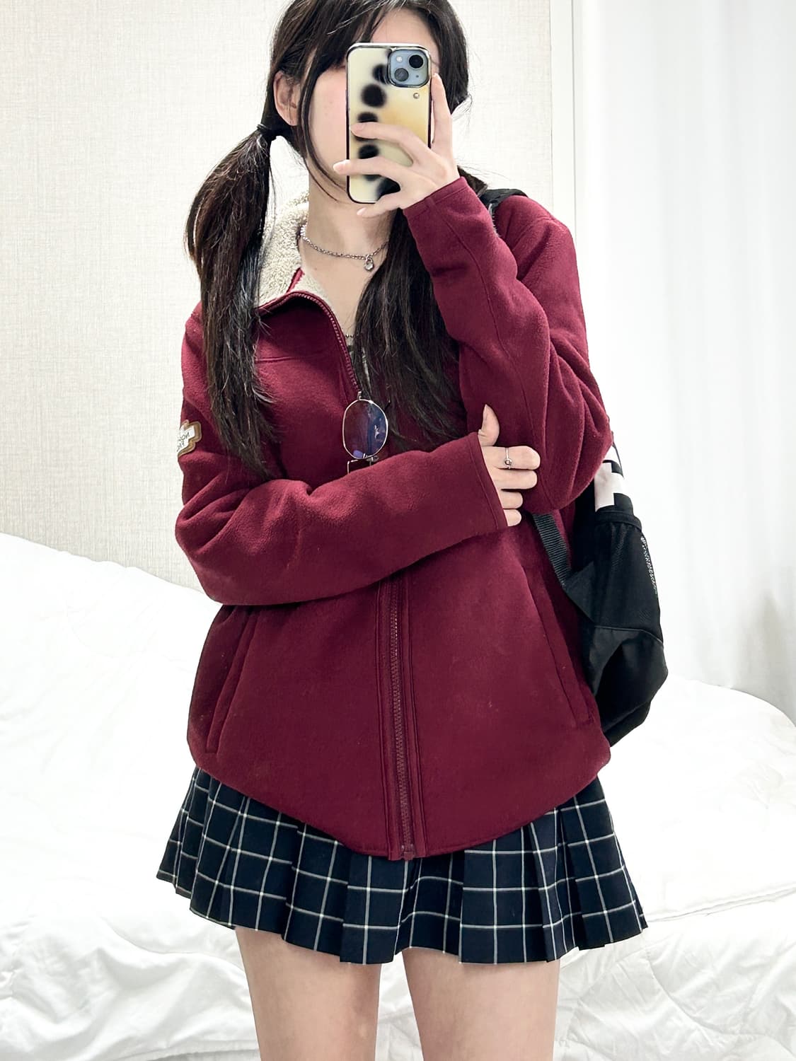 노스페이스 화이트라벨 버건디 플리스 집업 상품이미지2