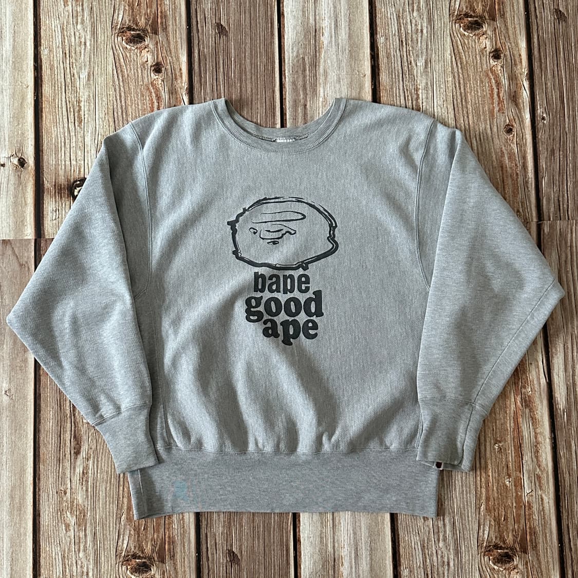 베이프 챔피온 리버스위브 크루넥 프린팅 스웻셔츠 그레이 색상 M 사이즈 상품이미지1