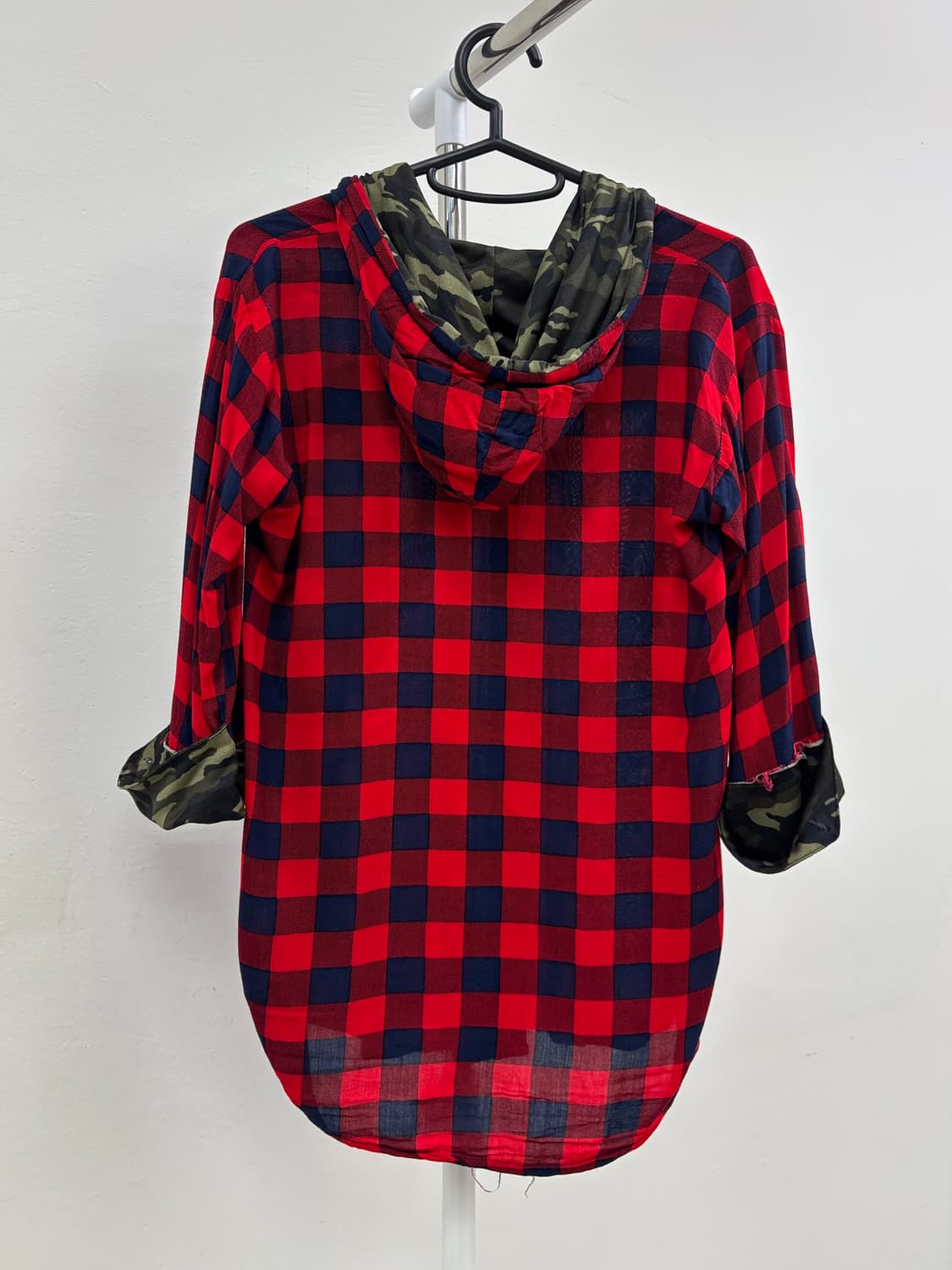 빈티지 체크 카모 후드 셔츠 y2k 상품이미지7