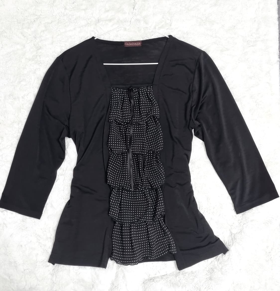 일본 빈티지 Calabaza 블랙 도트 프릴 블라우스 모리걸 모리룩 상품이미지1