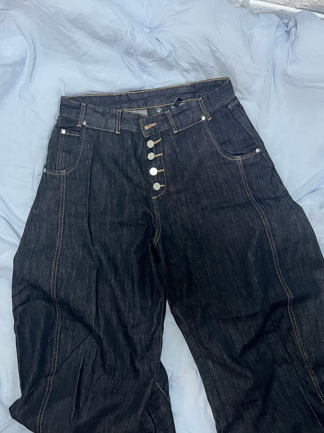 스팁(Steepc) 80s 페이크 버튼플라이 커브드 데님 상품이미지4