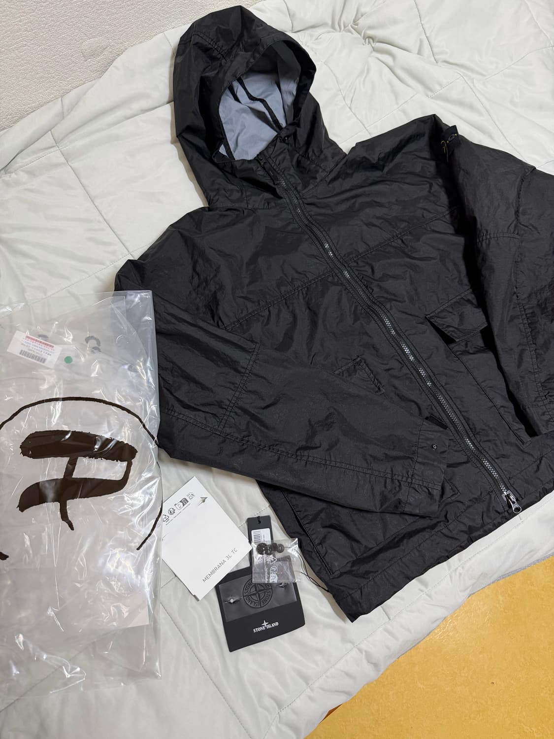 L] 스톤아일랜드 26ss 멤브라나 후드 자켓 블랙 3L TC 상품이미지2