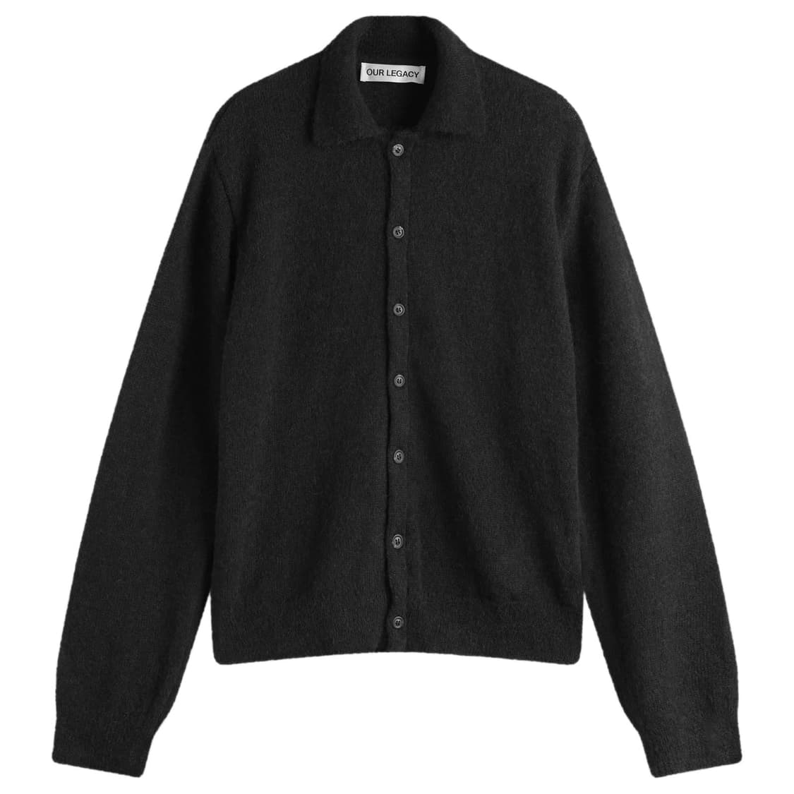 [구매글,48] 아워레가시 가디건 이브닝 폴로 퍼지 알파카 블랙 상품이미지1