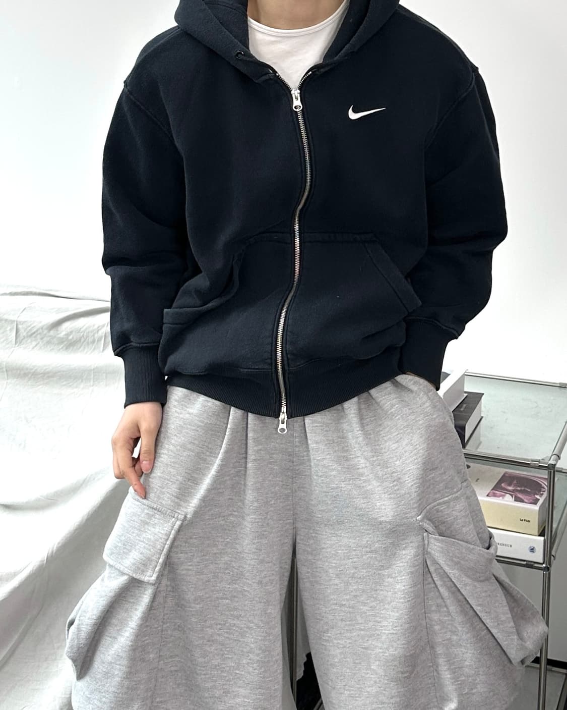 나이키 스우시 블랙 후드집업 M 상품이미지2