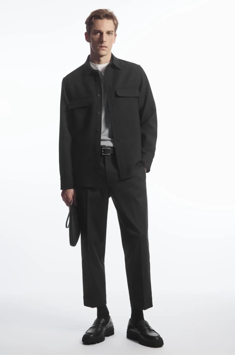 [새제품] COS 크롭 스트레이트 레그 트윌 트라우져 팬츠 블랙 48 상품이미지1