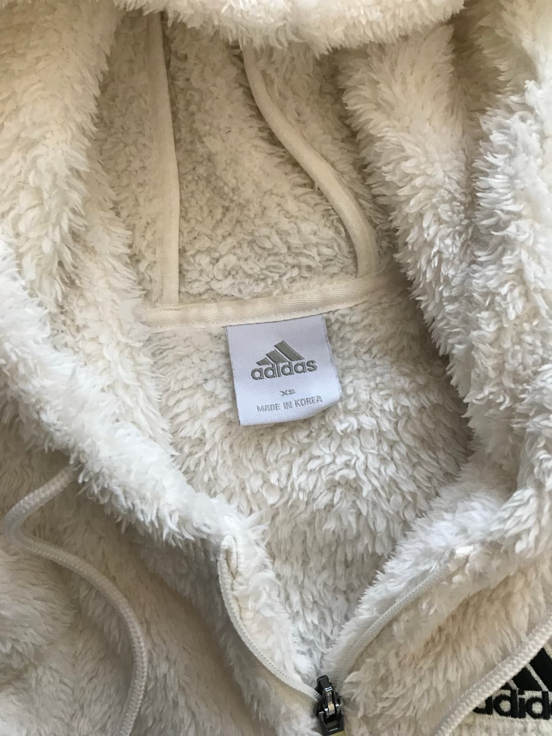 아디다스 삼선 로고 사이드라인 아이보리 플리스 후드집업 상품이미지7