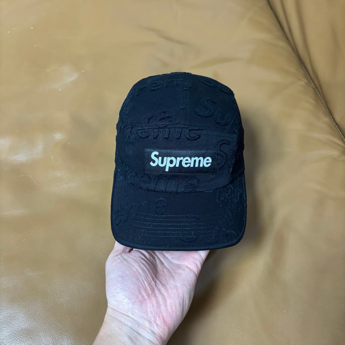 Supreme 슈프림 레이저드 로고 블랙 캠프캡 모자 (Black) 상품이미지2